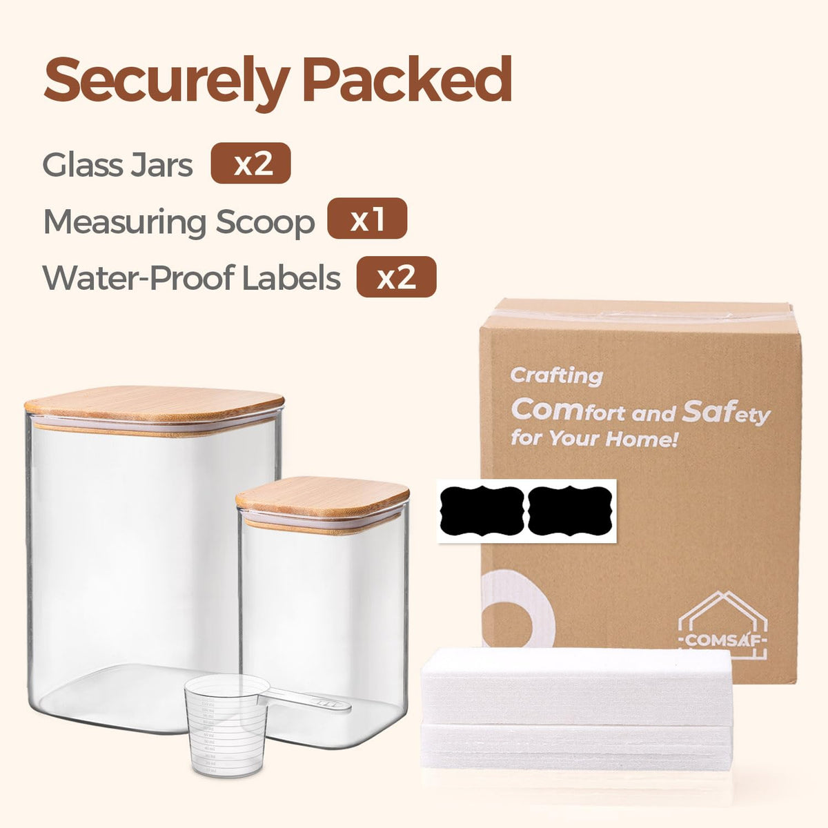 Airtight bamboo lid design from ComSaf for reliable storage seals.