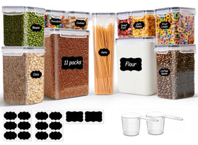 ComSaf airtight canisters set shown stacked for pantry organization and easy access