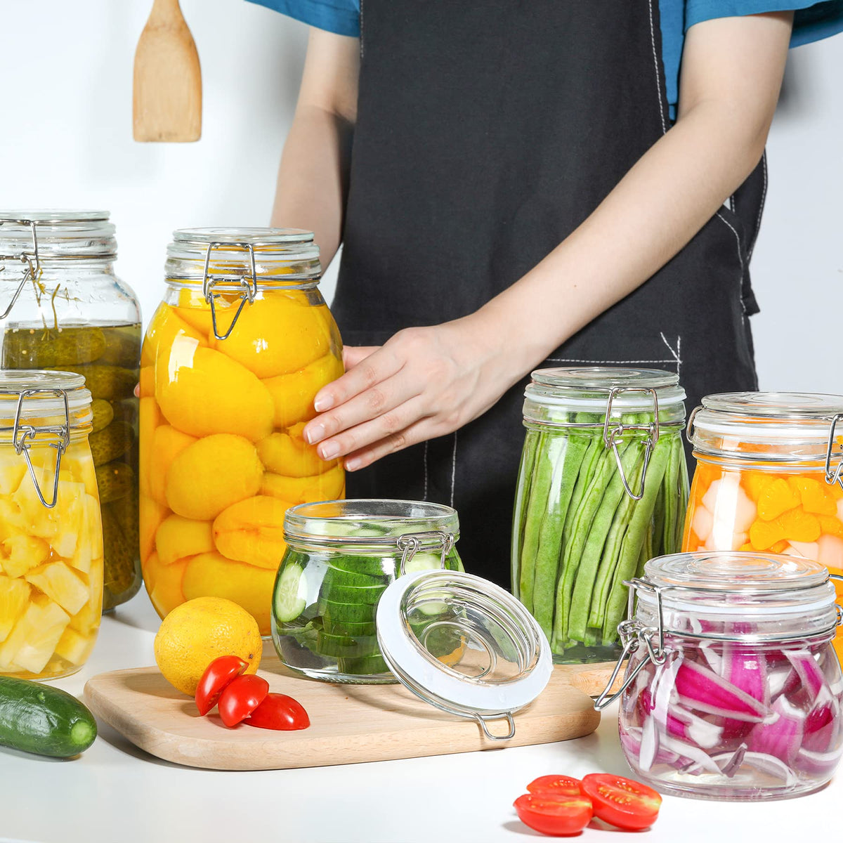 ComSaf airtight jar with metal clamp and silicone gasket preserving freshness