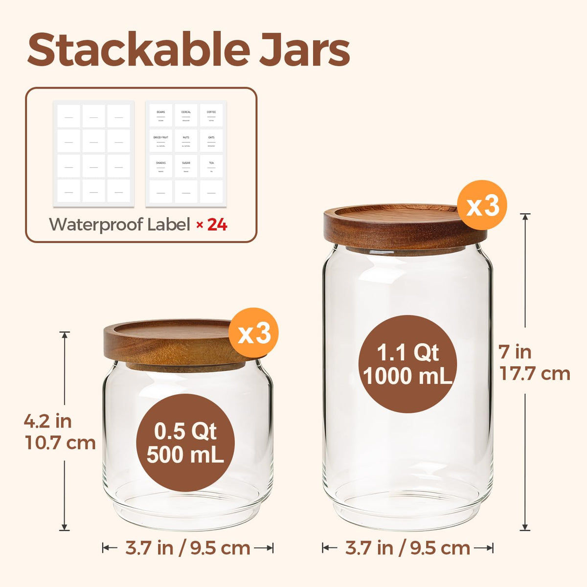 ComSaf airtight jars with BPA-free silicone seal keep dry goods fresh.