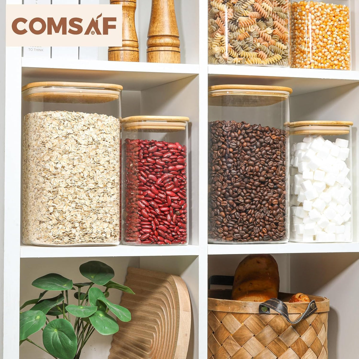 ComSaf baking essentials storage jars—easy access for flour and sugar.