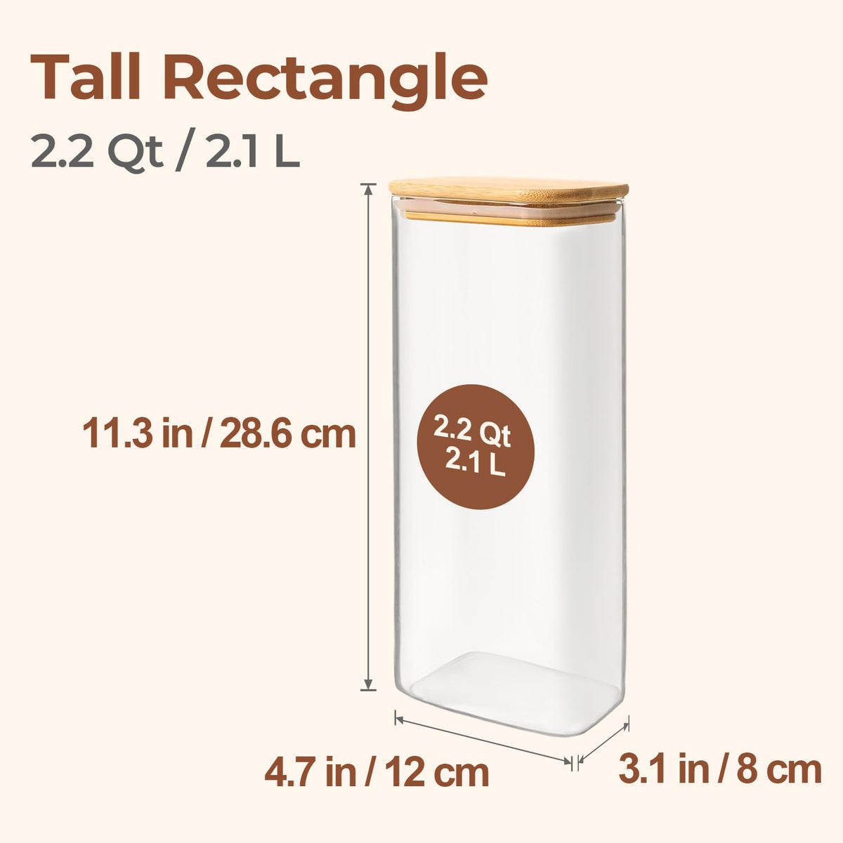 ComSaf bamboo lid glass jar offers clear view for easy food monitoring.