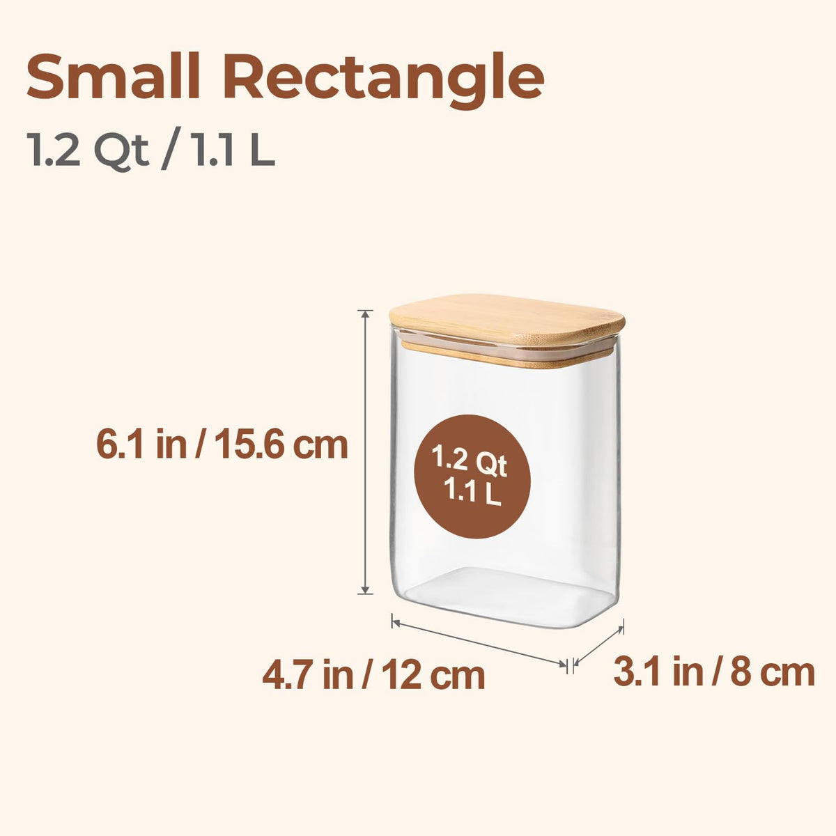 ComSaf glass jar with bamboo lid for sugar and coffee storage, sealing freshness.