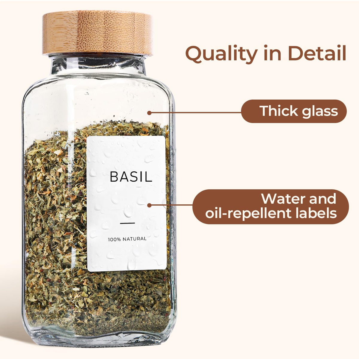 ComSaf bamboo lids enhance freshness and add natural style to spices.
