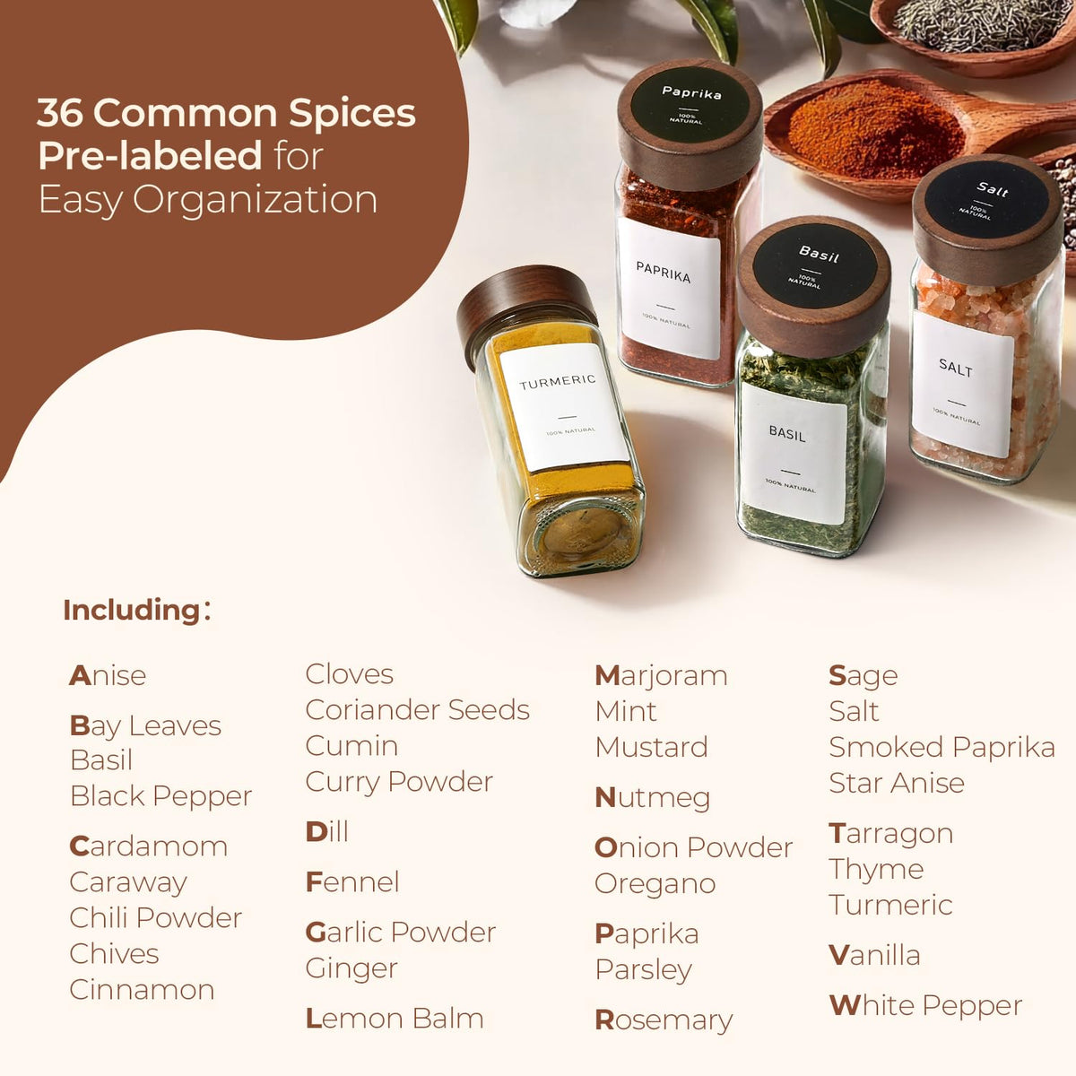 ComSaf blank labels let you customize spice categories.