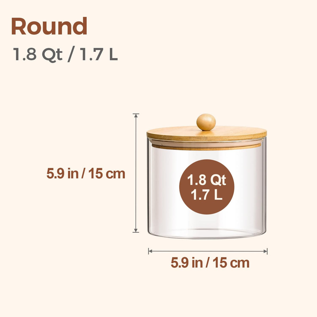 ComSaf borosilicate glass canisters with lids, durable storage for pantry staples.