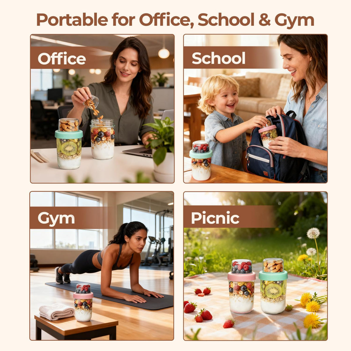 ComSaf chia pudding and yogurt container for on-the-go snacks