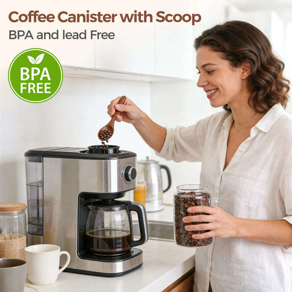 ComSaf transparent jar shows contents at a glance for quick coffee bar prep
