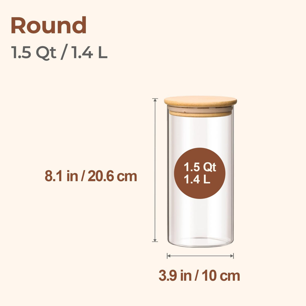 ComSaf clear round glass jar highlighting visibility for pantry planning