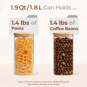 ComSaf clear square glass container lets you monitor contents at a glance