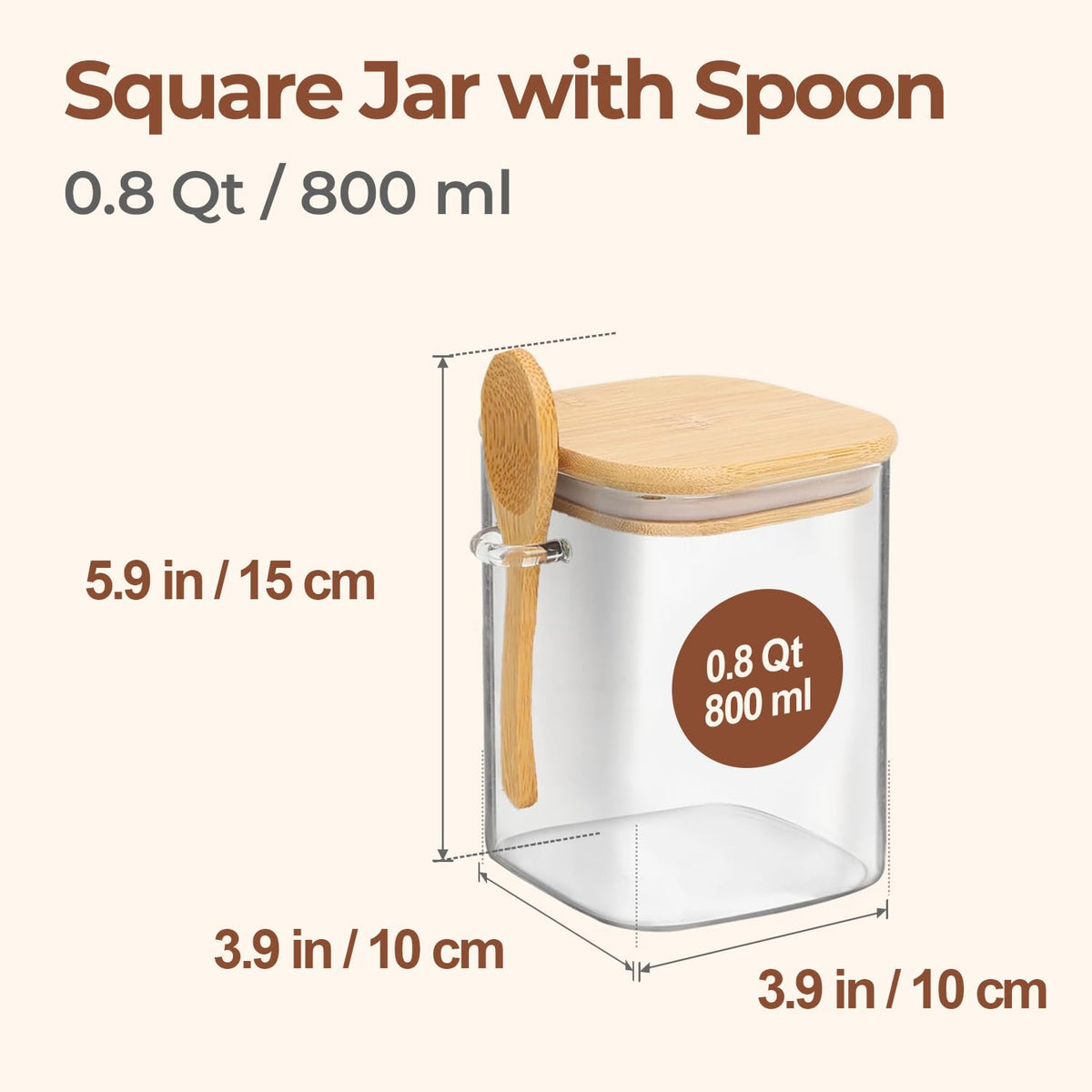 ComSaf coffee beans glass jar with bamboo lid for easy access beside the coffee setup.