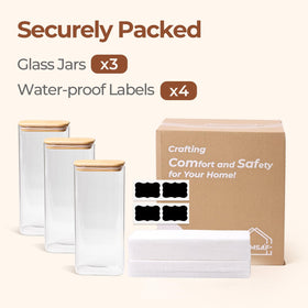 ComSaf pantry jars organize spices, sugar, salt, and more.