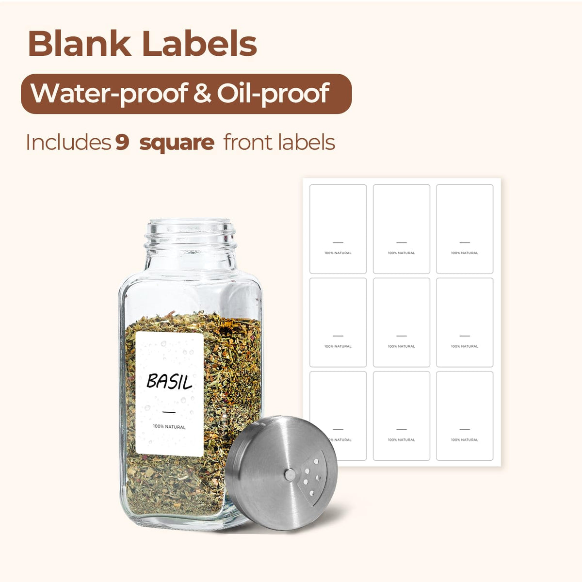 ComSaf DIY labels provide blank space for customizing spices and ingredients