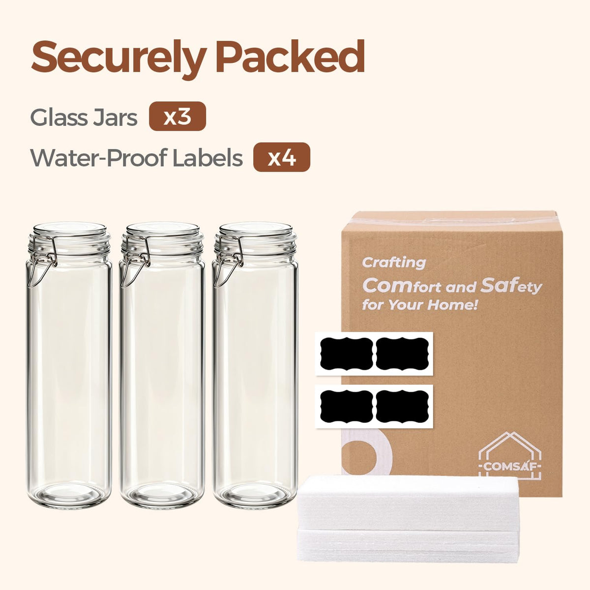 ComSaf glass jars elevate pantry aesthetics with durable design