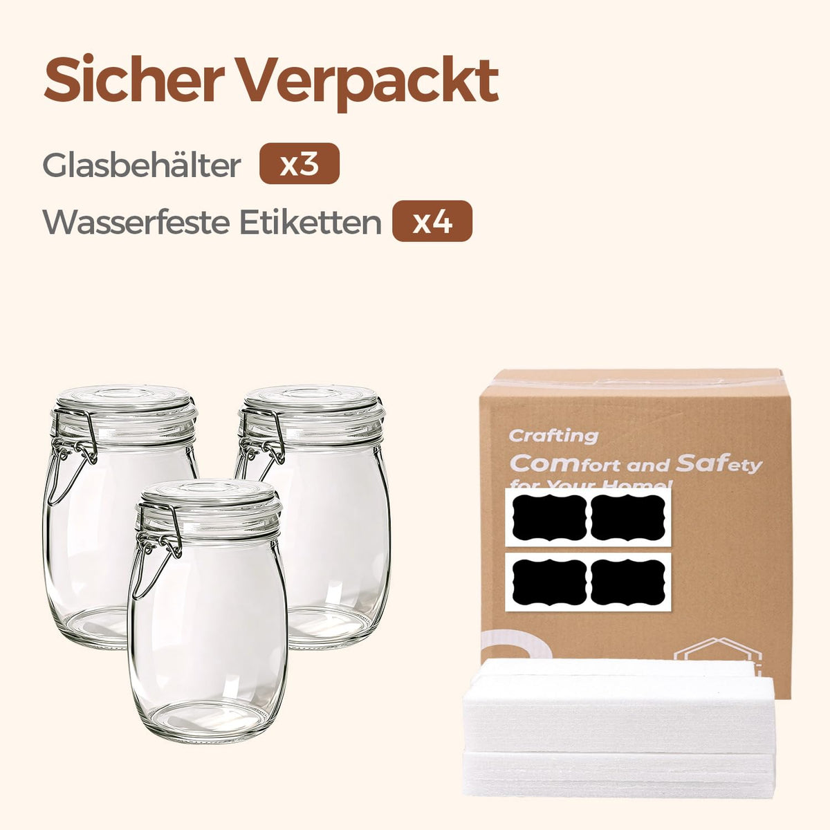 Gift-ready ComSaf jar set ideal for housewarmings and stylish storage