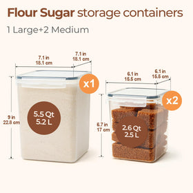 ComSaf flour storage 5.5 qt with lid closed demonstrating secure locking.