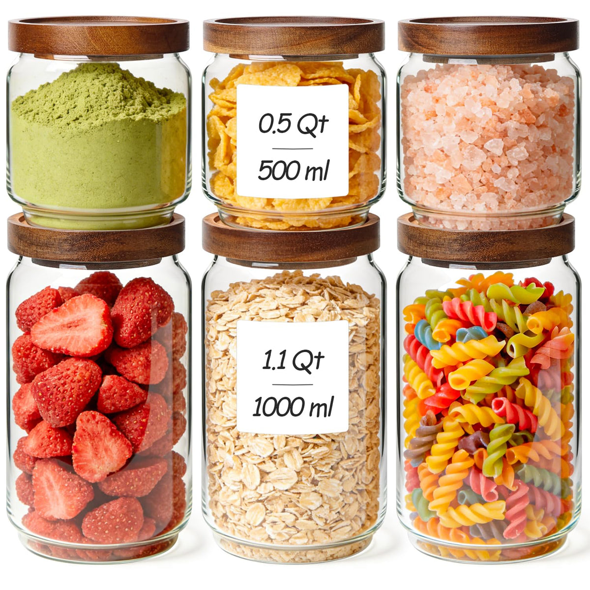 ComSaf glass pantry jars with stacked design for compact organization and easy access.