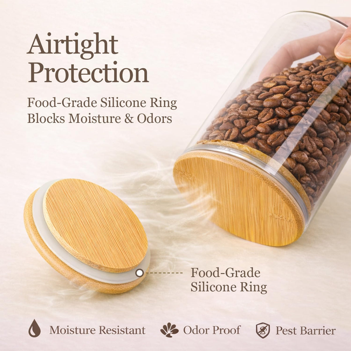ComSaf transparent jars display oats and cereals for organized morning routines