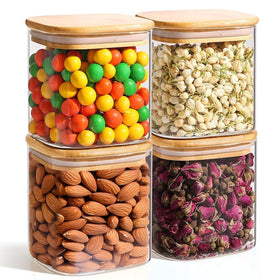 ComSaf glass storage jar set with four jars for pantry organization and versatile meal prep.
