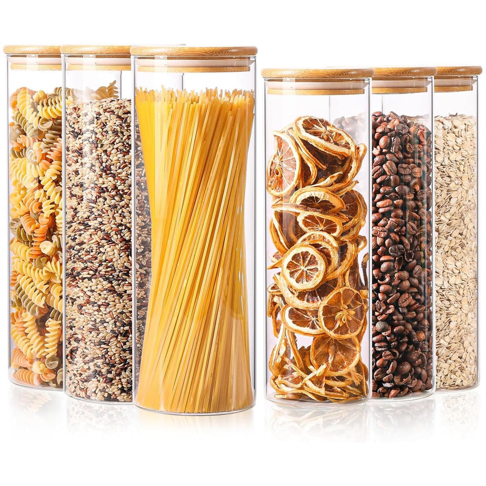 ComSaf glass spaghetti jar with airtight lid keeps pasta fresh