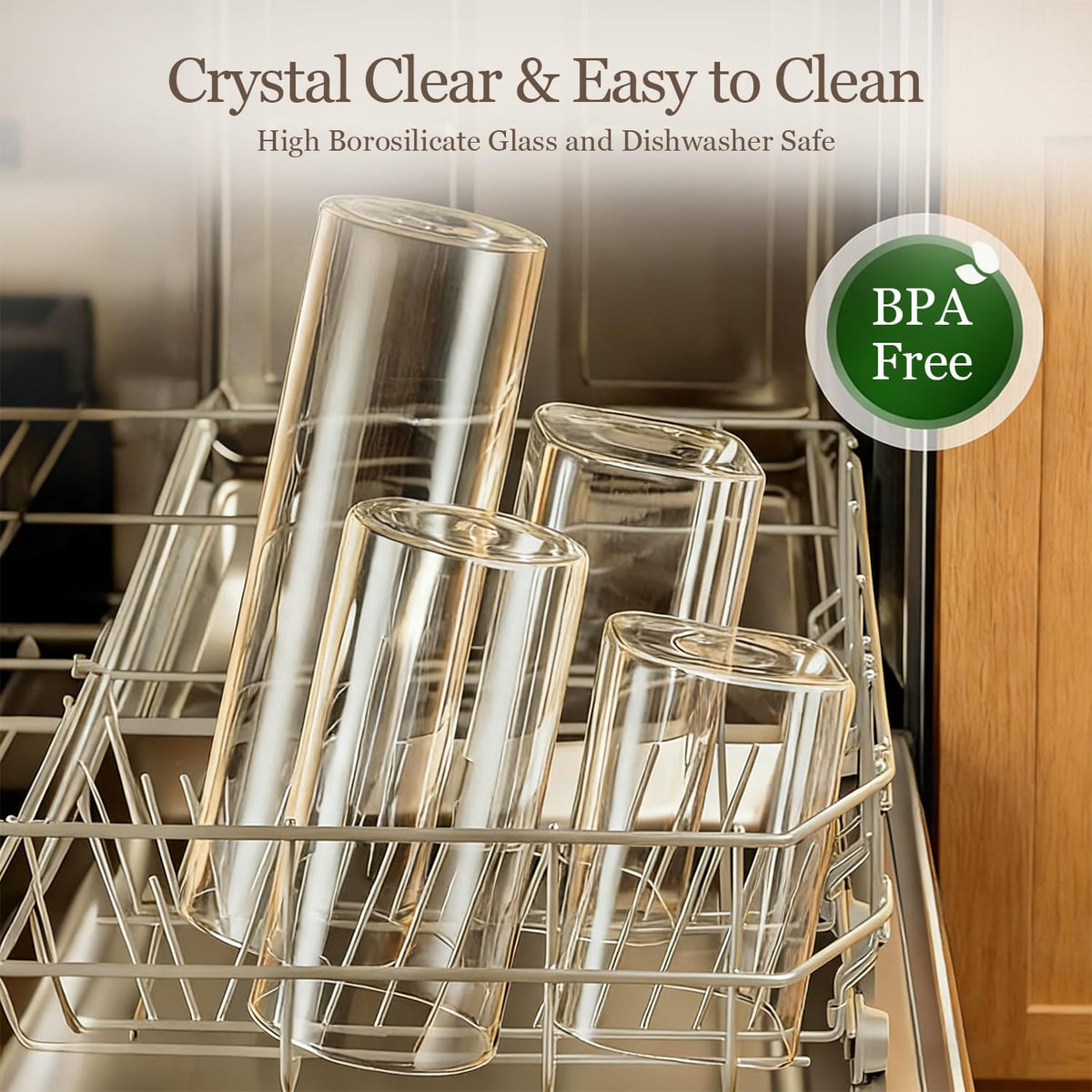 ComSaf stackable jars save cabinet space while maintaining a cohesive look
