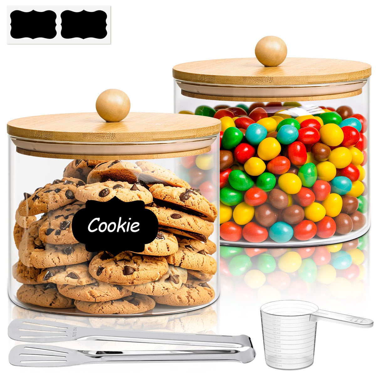 ComSaf half gallon cookie jar 2-pack with lids for easy cookie storage.
