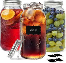 ComSaf half gallon jar with lids, sturdy glass for large-batch drinks.