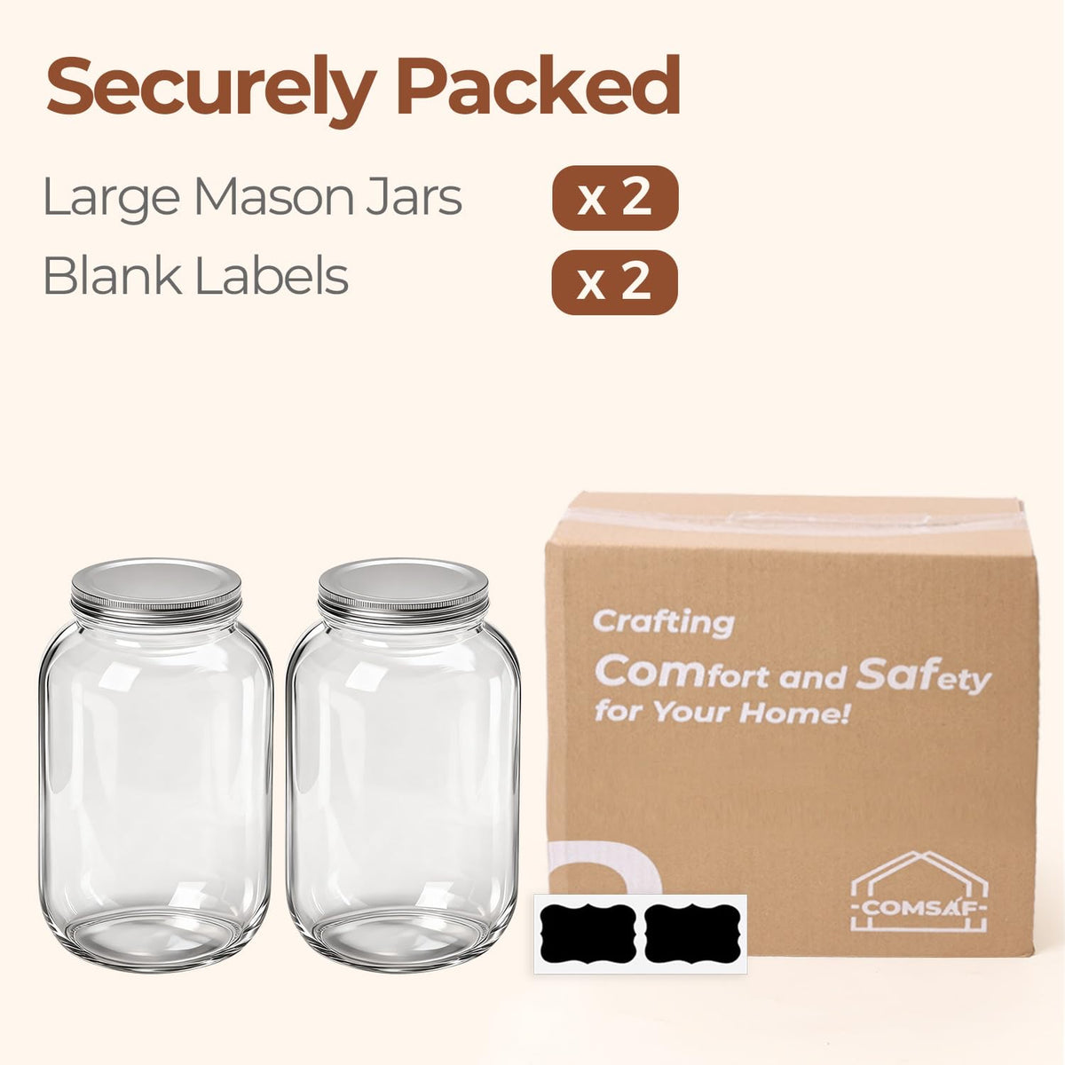 ComSaf glass jar keeps ingredients visible and accessible on the counter.