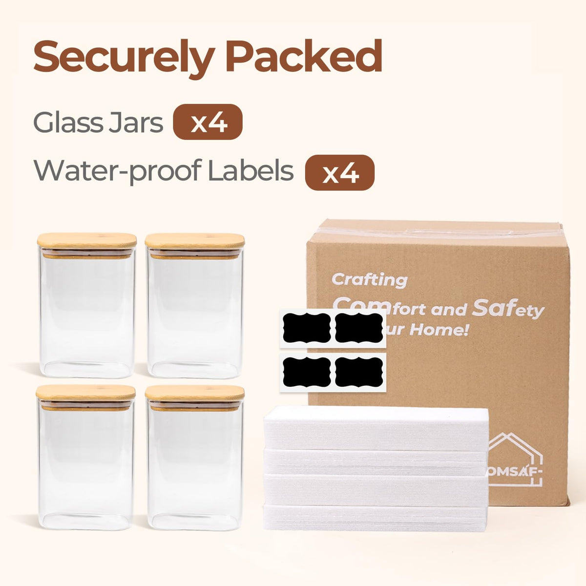 ComSaf clear jar for kitchen organization and easy food level monitoring.
