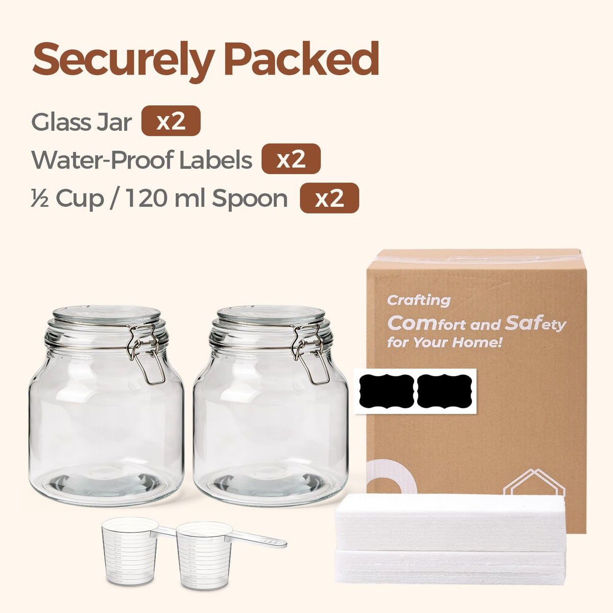 ComSaf kitchen display of jars for snacks and baking.
