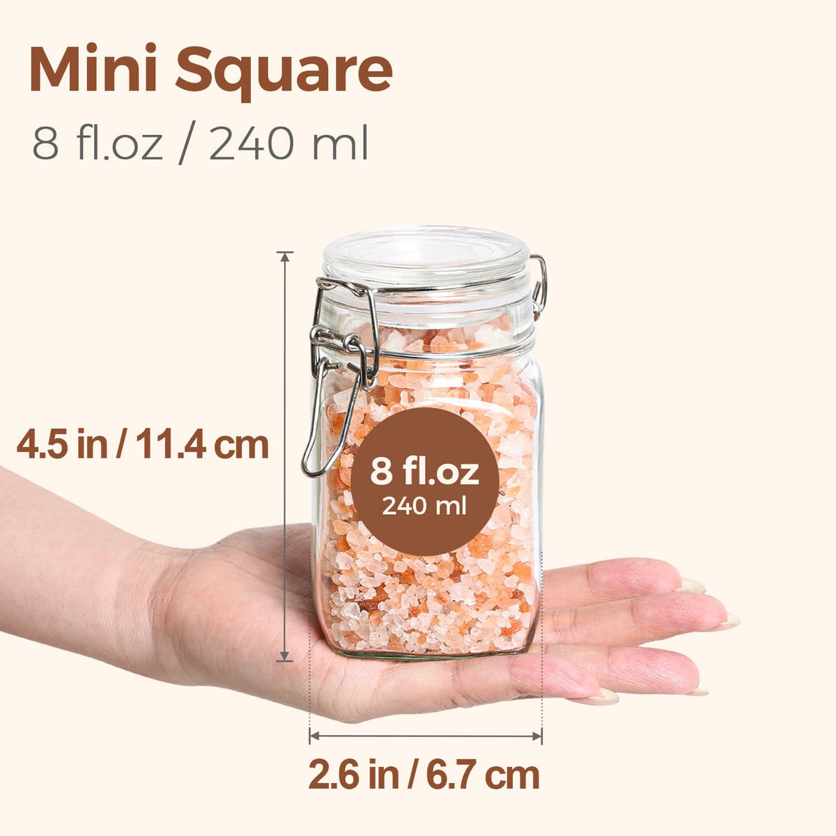ComSaf jars with labels and funnel for mess-free filling.