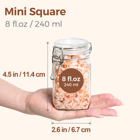 ComSaf jars with labels and funnel for mess-free filling.