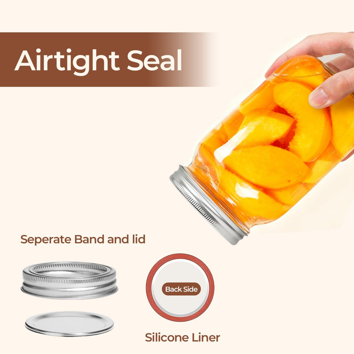 ComSaf large glass canning jar ideal for sauces and soups.
