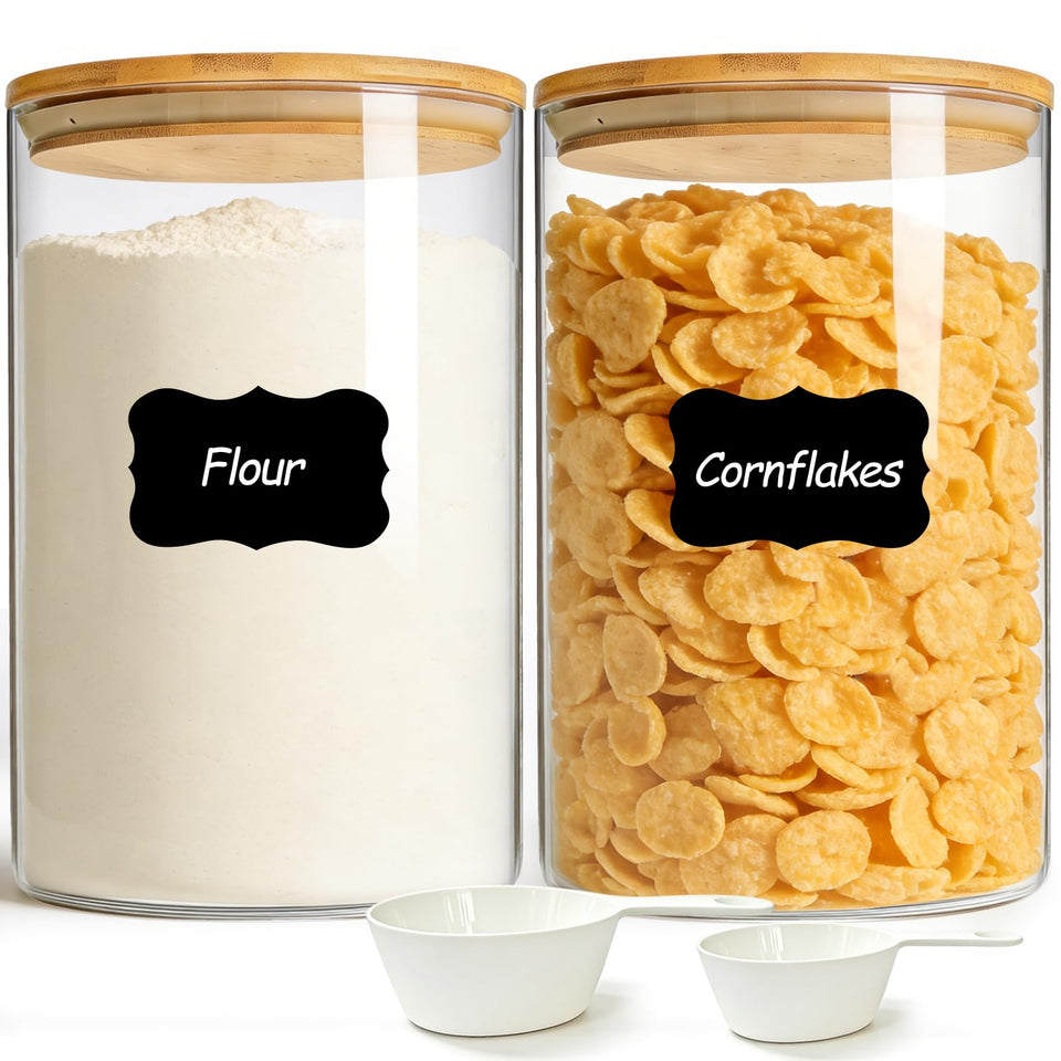 ComSaf large glass storage container with wide mouth for easy cleaning and scooping