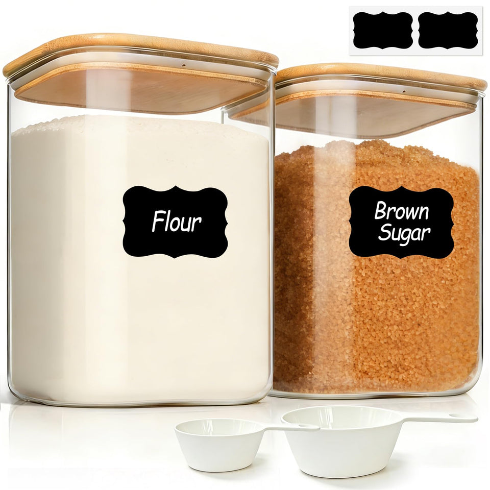 ComSaf large glass storage container with wide mouth for thorough cleaning and quick scooping.