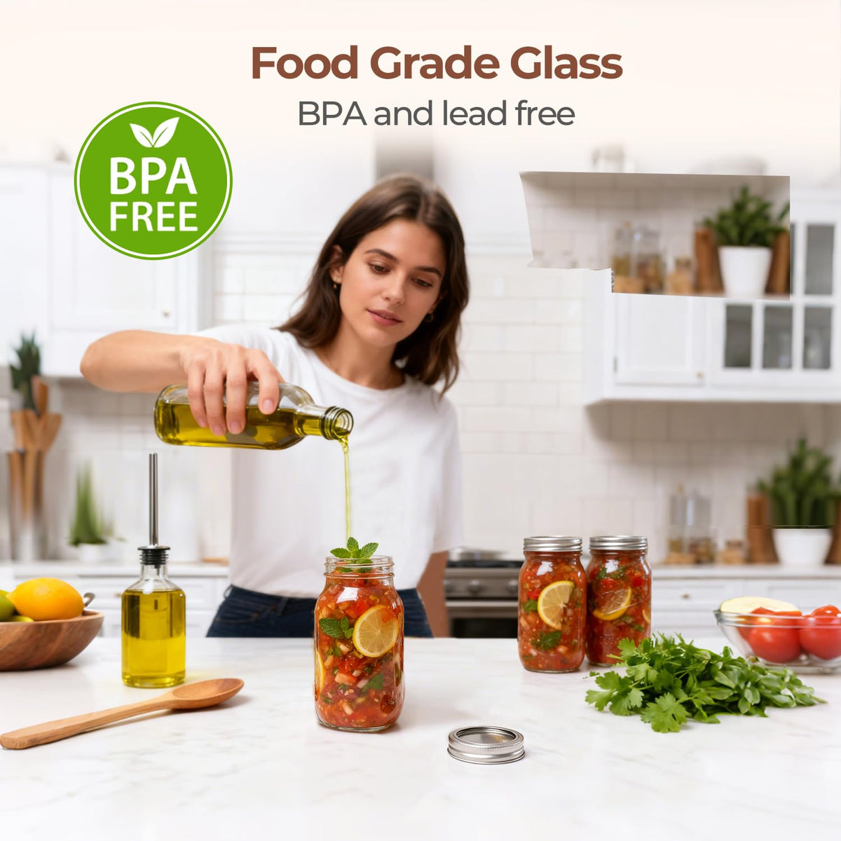 ComSaf mason jar with airtight seal for freshness