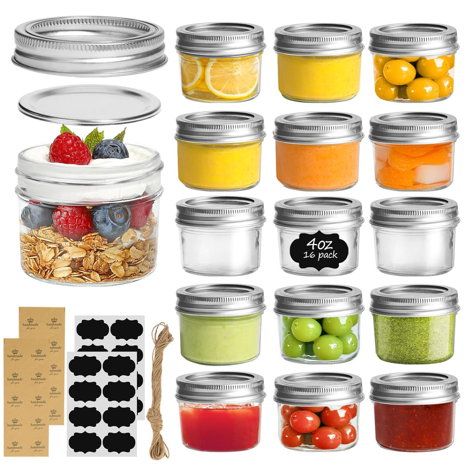 ComSaf mini mason jar with lids and bands for airtight jam storage and portion control