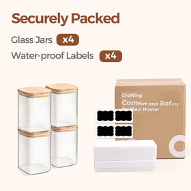 ComSaf versatile glass canister for kitchen, bathroom, or desk supplies.