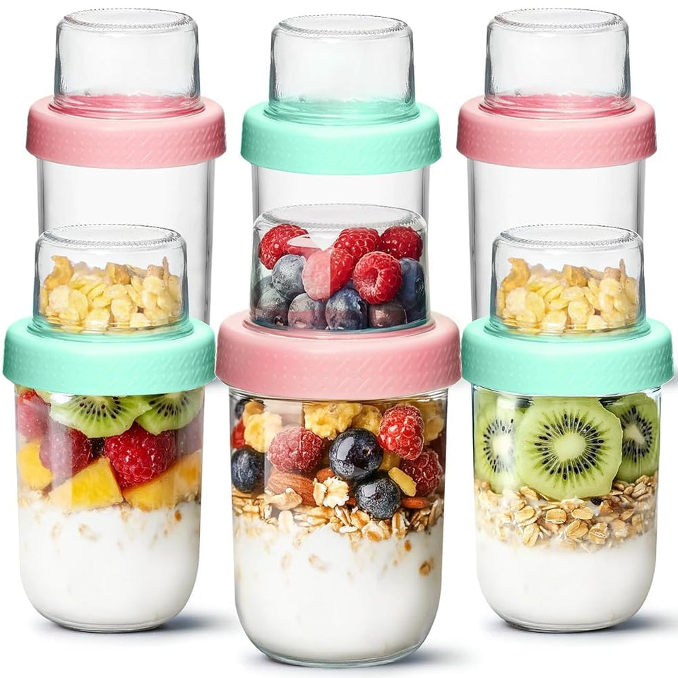ComSaf overnight oats container top compartment with fruits for ready-to-eat meals