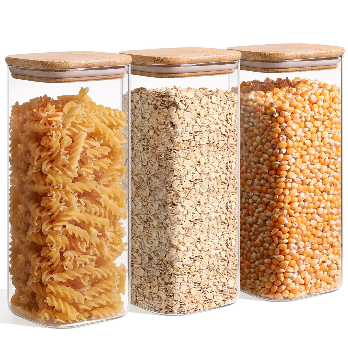 ComSaf pantry organizer glass canisters set of 3 enhances kitchen flow
