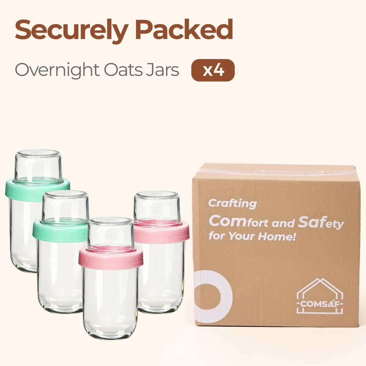 ComSaf portable meal prep jars ideal for work, gym, and school.