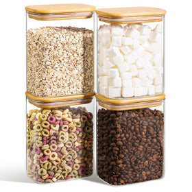ComSaf rectangle glass container with lid for organized pantry storage.