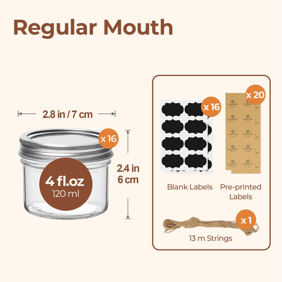 ComSaf regular-mouth mason jar shows clear content visibility for spices