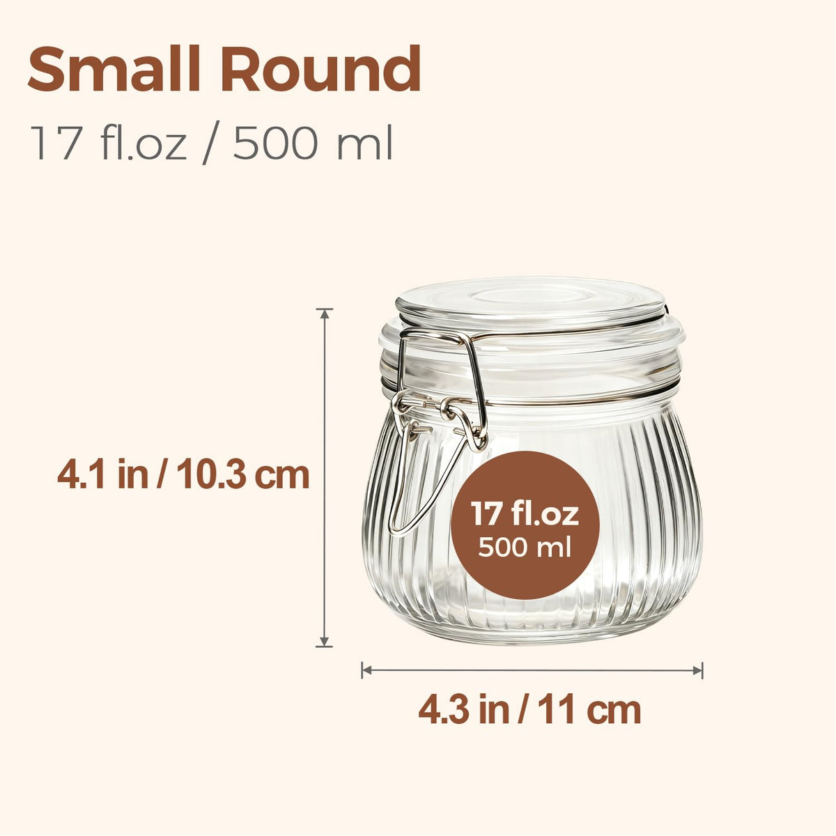 Decorative ribbed glass jars from ComSaf for stylish kitchen storage.