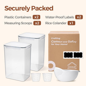 ComSaf rice container demonstrates generous 9.5L capacity and organization