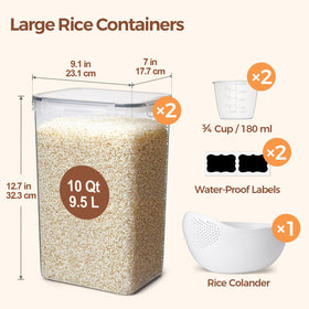ComSaf rice container with measuring cups enables precise portioning
