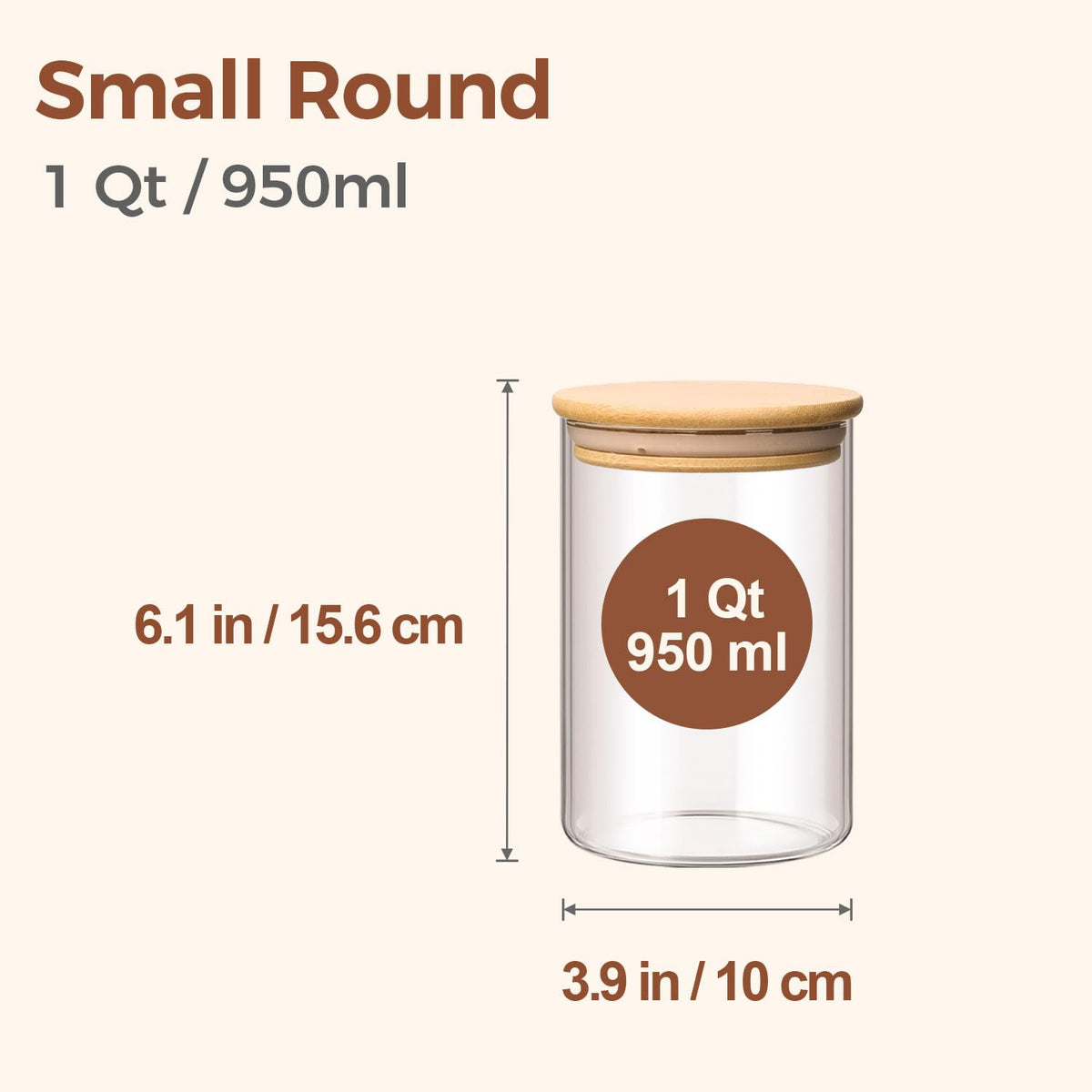 ComSaf round glass jar with airtight lid preserves cereals and snacks.