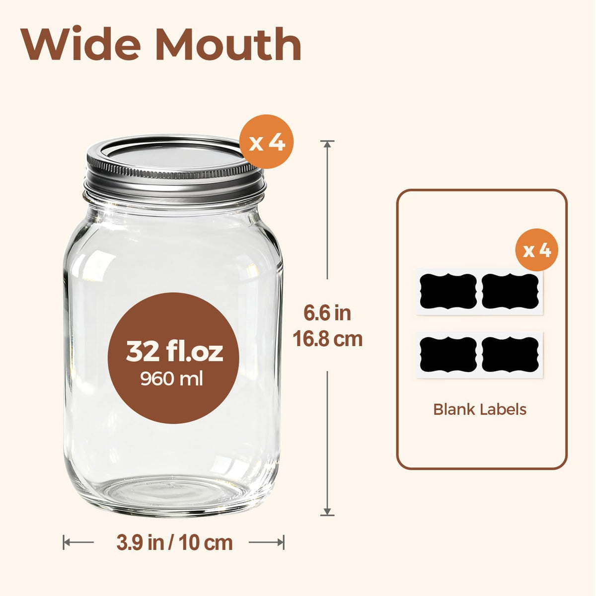 ComSaf seal-band jar with four-pack, secure preservation for jams and pickles.
