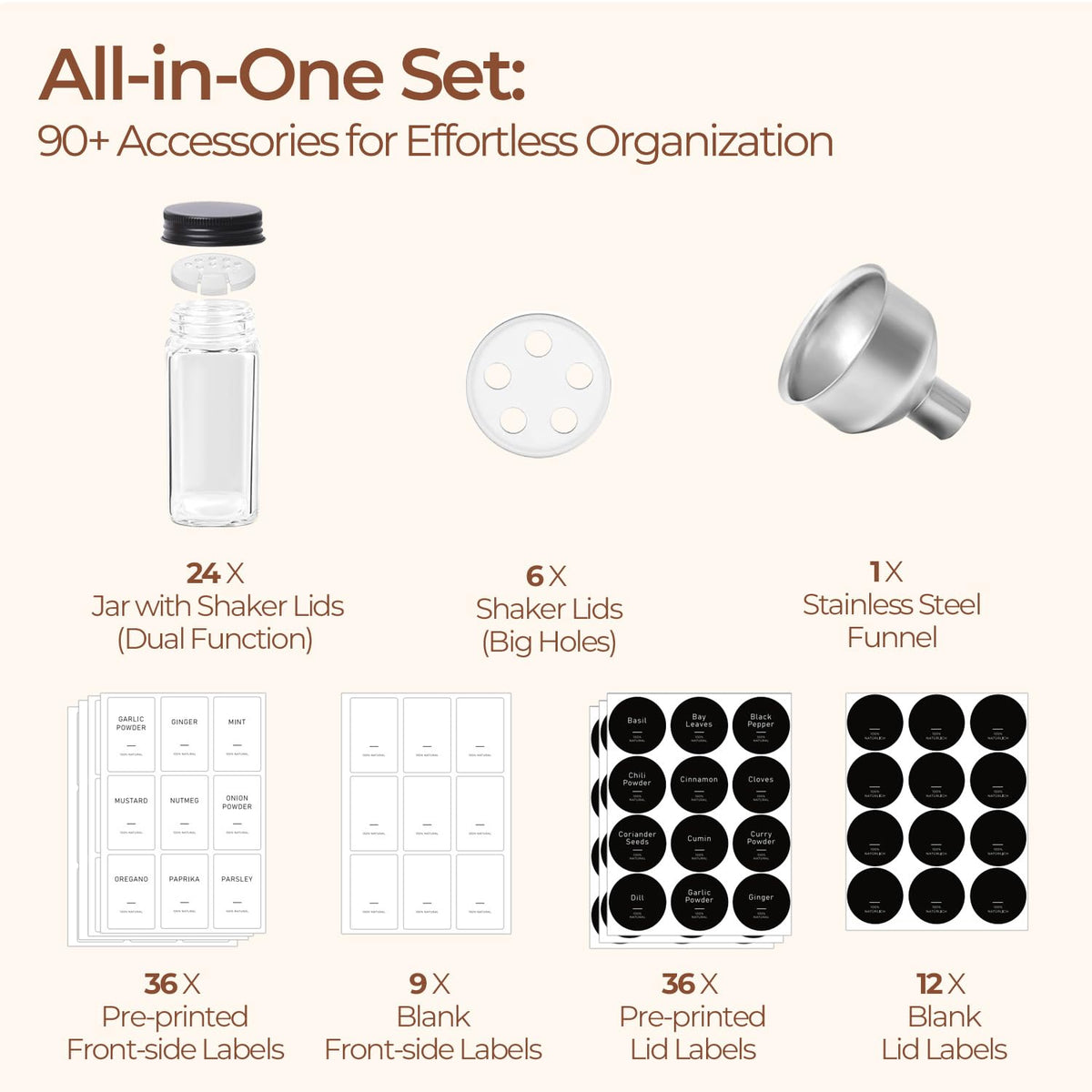 ComSaf shaker inserts with wide holes prevent clogs for smooth pouring.