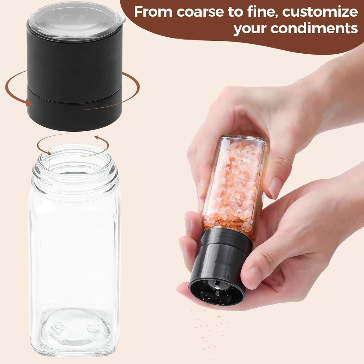 ComSaf shaker tops provide even dispensing while keeping spices fresh